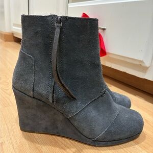 Toms Charcoal Wedge Ankle Boots